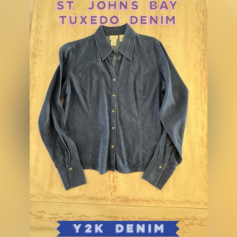 QL83NWT /vintage St. John’s Bay tuxedo denim shirt